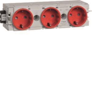 Hager Steckdose 3fach m.Wago  GS30003020 C-Profil verkehrsrot