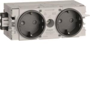 Hager Steckdose 2fach m.Wago  GS20009011 C-Profil graphitschwarz