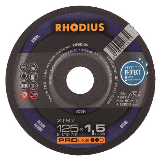 Rhodius Trennscheiben XT 67       202384 125x1,5x22,23 Extradünn            Stahl