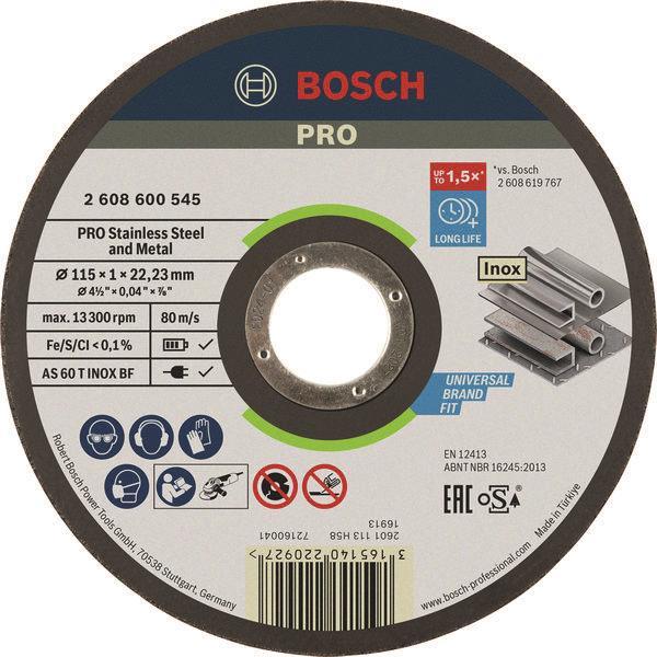 Bosch Trennscheibe gerade     2608600545      1mm INOX Körnung 60 Außen.d=115mm
