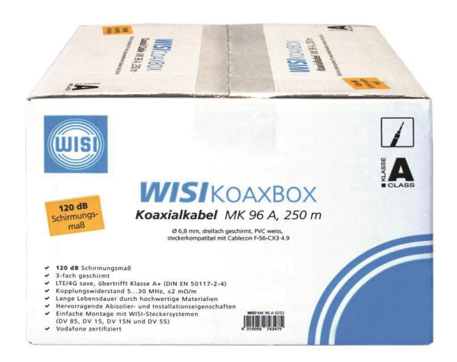 WISI Koaxialkabel 250m         MK96A0252 Abroll-Box 120dB Dca,s3,d2,a3 Vodafone