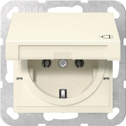 GIRA 445401 SCHUKO-Steckdose             Klappdeckel System 55 Cremeweiß glänzend