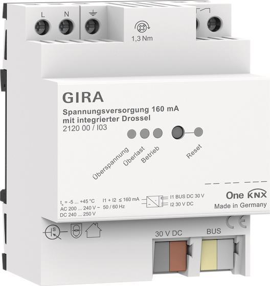 GIRA 212000 Spannungsversorgung 160mA    Drossel KNX REG