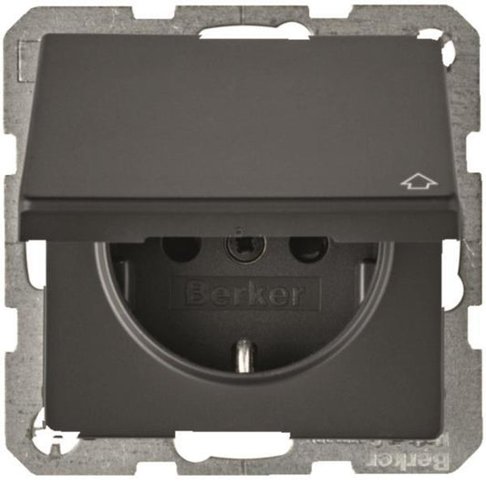 Berker Steckdose SCHUKO         47516086 m. Klappdeckel Q.1/Q.3 anthrazit, samt
