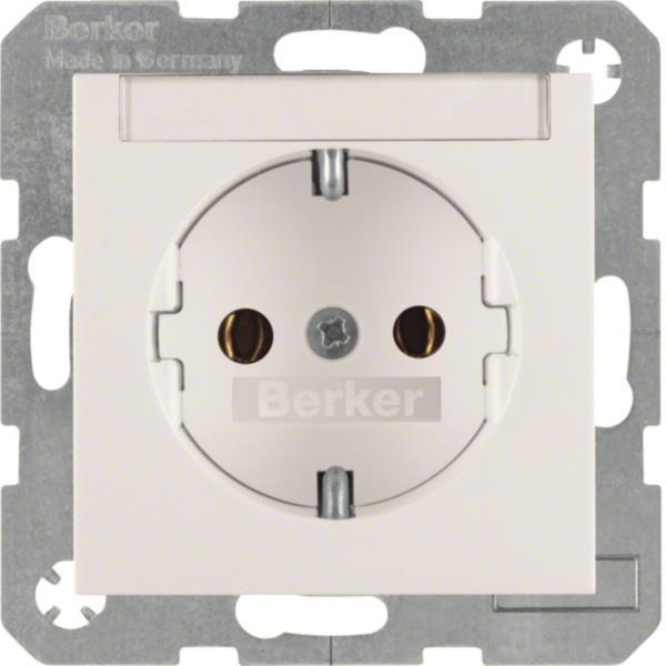 BER S1 Schuko Kombi mit         47508989    Schriftfeld polarweiss glänzend