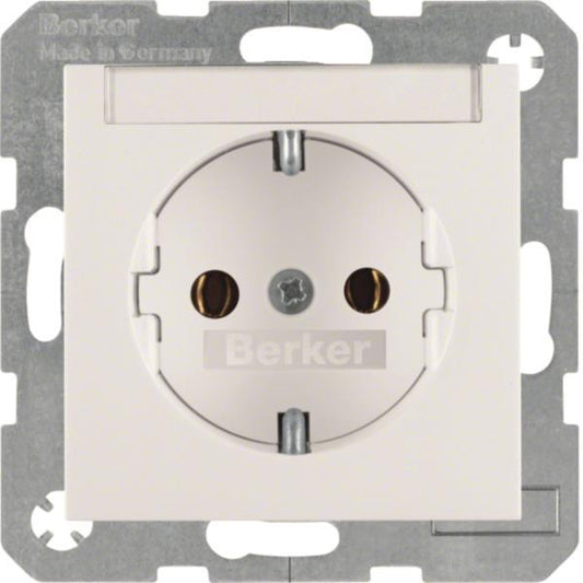 BER S1 Schuko Kombi mit         47508989    Schriftfeld polarweiss glänzend