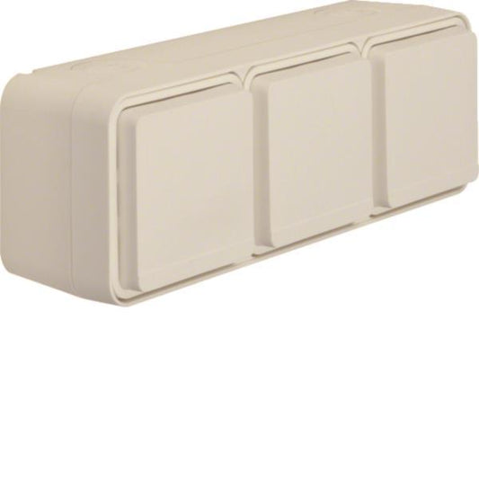 Berker 3fach-Steckdose SCHUKO   47733512 m.Klappdeckel AP W.1 polarweiß