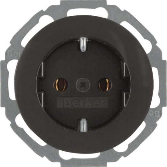 Berker Steckdose SCHUKO         47452045 Serie R.Classic schwarz, glänzend