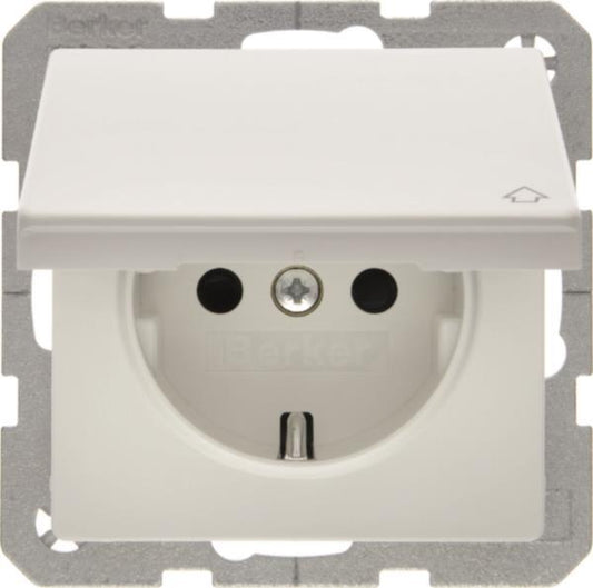 BER Q1 Schuko Kombi mit         47516069    Klappdeckel polarweiß samt