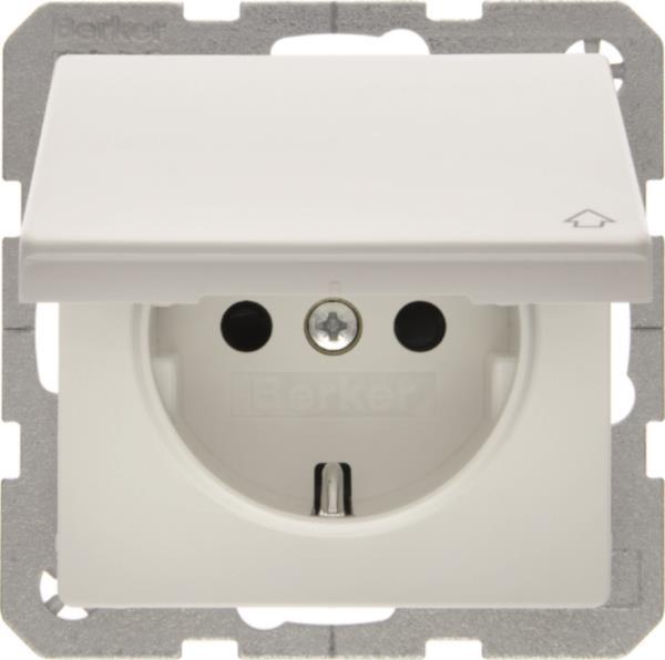 BER Q1 Schuko Kombi mit Klapp-  47516089 deckel und erh.Ber. Polarweiß samt