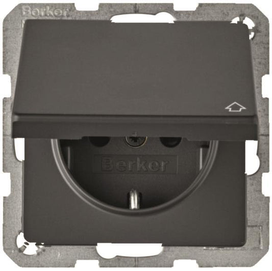Berker Steckdose SCHUKO         47516076 m. Klappdeckel Q.1/Q.3 anthrazit, samt