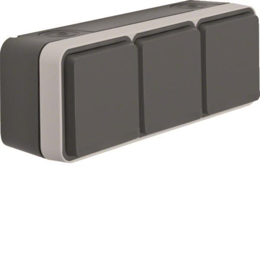 BER 3fach-Steckdose SCHUKO      47733515 m.Klappdeckel AP W.1 lichtgrau