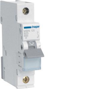 Hager Leitungsschutzschalter      MBN125 1polig 6kA B-25A 1M