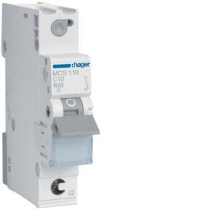 Hager Leitungsschutzschalter      MCS110 1polig 6kA C-10A Quick Connect 1M