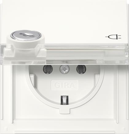 GIRA 456966 SCHUKO-Steckdose Klappdeckel Schloss gleich+BSF TX_44 Reinweiß