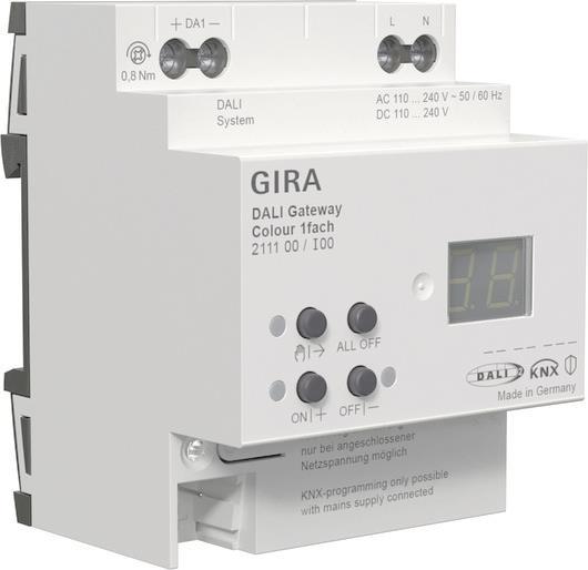 GIRA 211100 DALI Gateway Colour 1f REG   KNX Secure