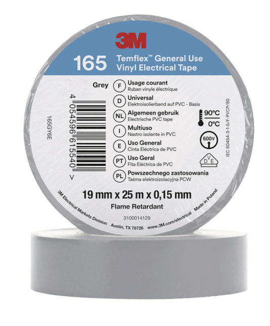 3M Temflex 19mmx25m Grau         165GY6E Vinyl-Isolierband 0,15mm 7100184814
