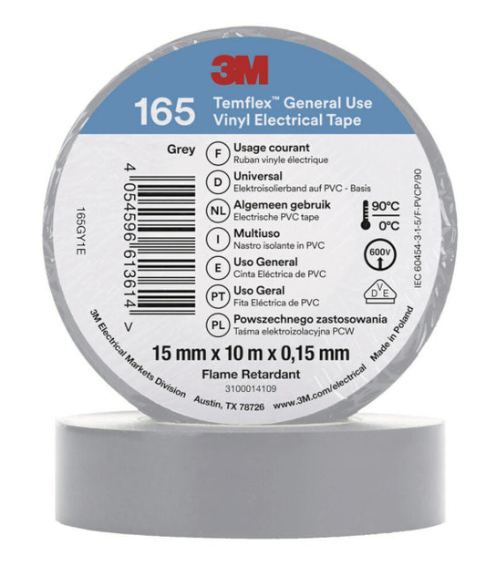 3M Temflex 15mmx10m Grau         165GY1E Vinyl-Isolierband 0,15mm 7100184727