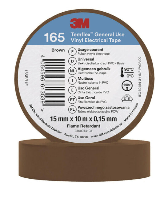 3M Temflex 15mmx10m Braun        165BR1E Vinyl-Isolierband 0,15mm 7100184725