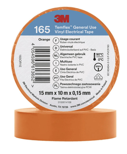 3M Temflex 15mmx10m Orange       165OR1E Vinyl-Isolierband 0,15mm 7100184728