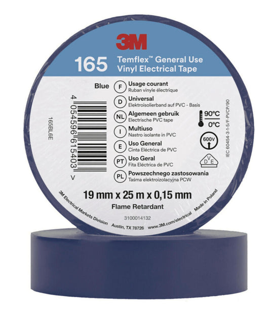 3M Temflex 19mmx25m Blau         165BL6E Vinyl-Isolierband 0,15mm 7100184811