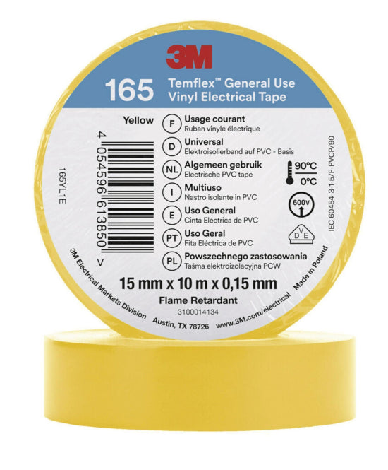 3M Temflex 15mmx10m Gelb         165YL1E Vinyl-Isolierband 0,15mm 7100184732