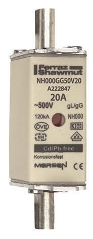Mersen 1B637.000000 NH000 20A gG 500V    NH-Sicherung sfü spannungsführend