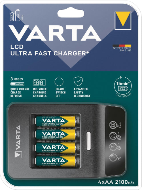 VARTA VARTA LCD Ultra Fast Charger 57685 4 x AA 2100mAh +12V Adapter  Ladegerät