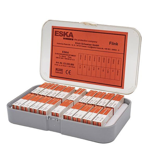ESKA 5x20mm F Sortiment 250V   E3520.800 360xFeinsicherung 100mA-6,3A flink