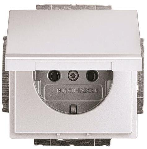 BJ future linear Schuko Kombi   20EUK-83   mit Klappdeckel Alusilber