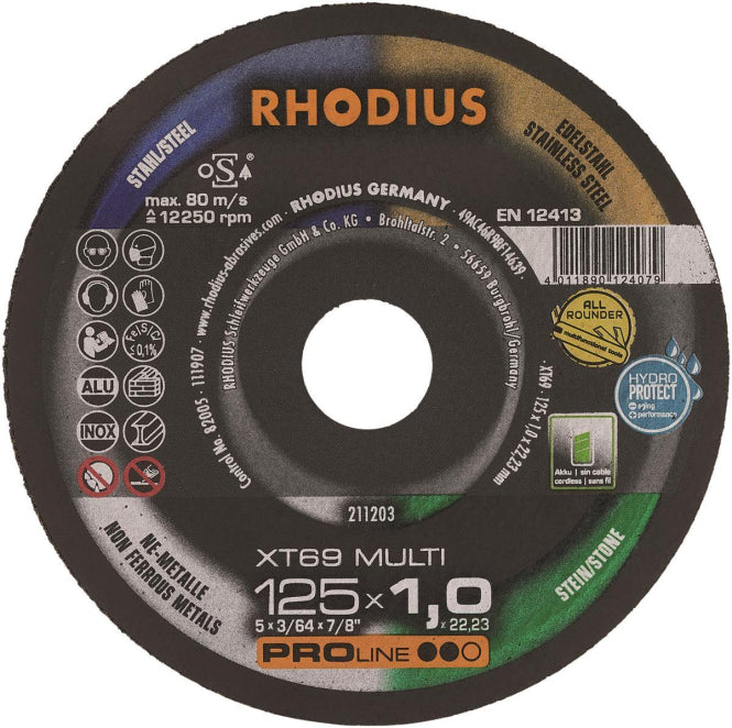 Rhodius Trennscheiben XT69 MULTI  211203 125x1,0x22,23 Extradünn  Multi-Anwendung