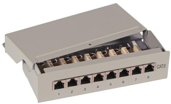 Mini Patchpanel 8xRJ45       37736.8     Cat.6, 1HE 10z Wandbefestigung RAL 7035
