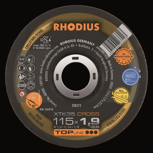Rhodius Trennscheiben XTK35 Cross 208372 115x1,9x22,23 Extradünn        Edelstahl