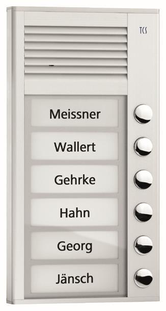 TCS Audio Außenstation          PAK06-EN 6 Tasten 1-reihig AP silber