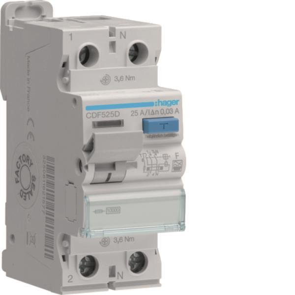 Hager Fi-Schalter 2polig 10kA    CDF525D 25A 30mA Typ F