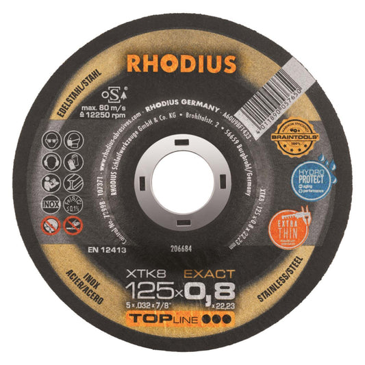 Rhodius Trennscheibe XTK 8        206684 125x0,8x22,23 Extradünn        Edelstahl