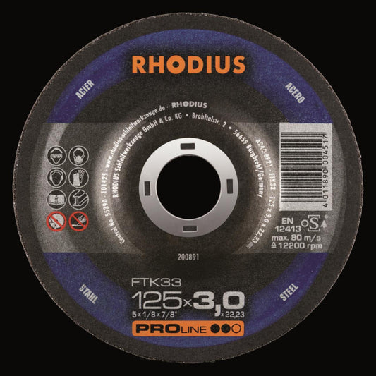 Rhodius Trennscheiben FTK 33      200891 125x3,0x22,23                      Stahl