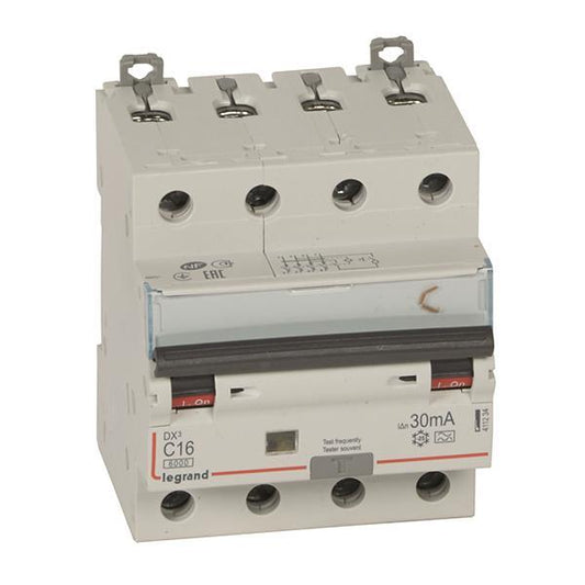 Legrand 411234 DX3 Fi/LS-Schalter C 16A  4-polig 6kA 30mA Typ A 400VAC 4TE