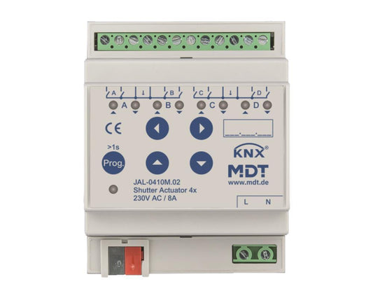 MDT Jalousieaktor 4-fach mit             Fahrzeitmessung 4TE REG 10A 230VAC JAL-