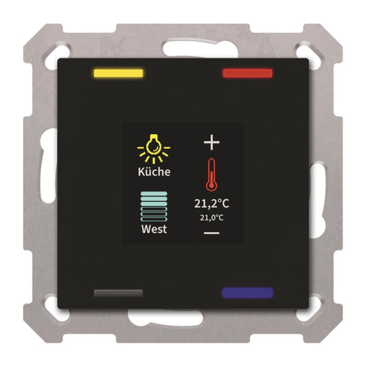 MDT BE-TAS55T406.01 KNX Taster Smart 55  4-f m.Farbdisplay u.T-/F-Sensor sw matt