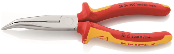 Knipex VDE-Flachrundzange 200mm  2626200 mit Schneide                     gebogen