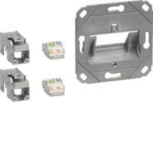 Hager Anschluss Modul       GMKSRJ45C6A2 2xRJ45 Cat.6a f.UAE 2fach hfr