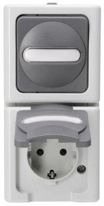 KOPP APWG Blue Electric      1308.5600.9 Kombination Schuko & Wechsel grau senkr.