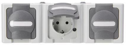 KOPP APWG Blue Electric      1313.5600.5     Schuko 3fach grau waagerecht