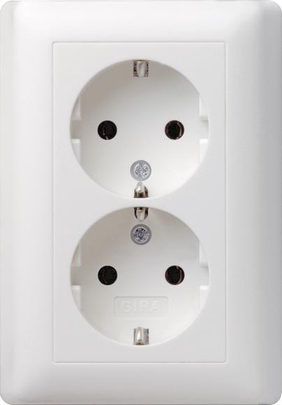 GIRA 078004 SCHUKO-Doppelsteckdose       Vollplatte Standard 55 Reinweiß seidenm.