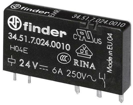 Finder Steck-/Printrelais                34.51.7.024.4010 1W 6A 24VDC