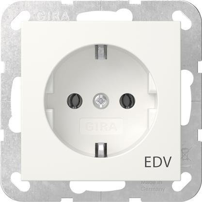 GIRA 445803 SCHUKO-Steckdose Aufdruck    EDV System 55 Reinweiß glänzend