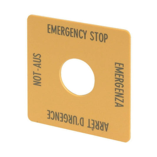 EATON M22-XYK1 Schild NOT-AUS     216484 gelb 50x50mm 4-sprachig DE EN FR IT