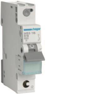 Hager Leitungsschutzschalter      MBS116 ** 1polig 6kA B-16A Quick Connect 1M
