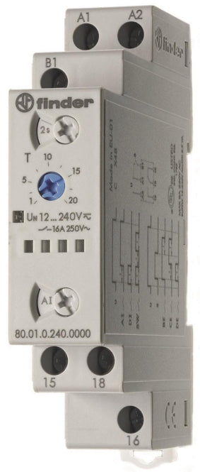 Finder Multifunktions-Zeitrelais         80.01.0.240.0000 1W 16A 12-240VAC/DC